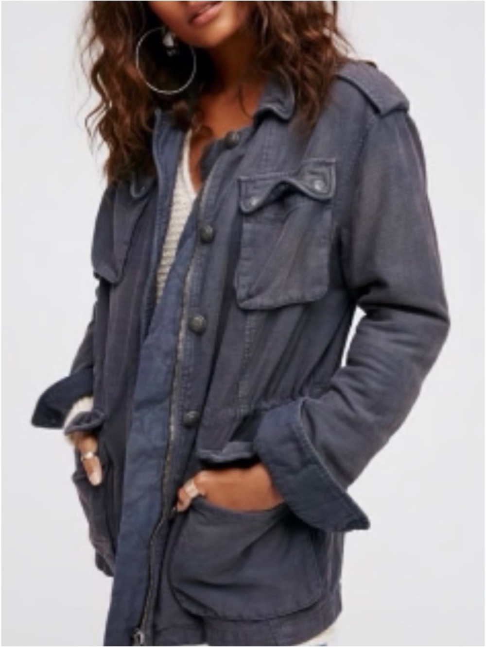 #1771 Free People Not Your Brothers Jacket Military Surplus Anorak Jacket Gray S